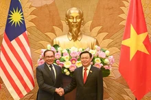 El presidente de la Asamblea Nacional vietnamita, Vuong Dinh Hue, y el primer ministro de Malasia, Anwar Ibrahim.