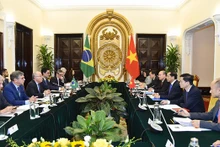 En la conversación entre el ministro de Relaciones Exteriores de Vietnam, Bui Thanh Son, y su homólogo brasileño, Mauro Vieira (Foto: Ministerio de Relaciones Exteriores)