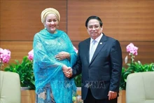 El primer ministro de Vietnam, Pham Minh Chinh, y Amina Mohammed, vicesecretaria general de la ONU (Foto: VNA)