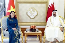 La vicepresidenta vietnamita Vo Thi Anh Xuan se reunió con el vice emir de Qatar Sheikh Abdullah Bin Hamad Al Thani. (Foto: VNA)