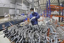 En una fábrica de bicicletas de la empresa Thong Nhat en Hanói. (Foto: VNA)