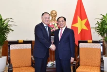 El ministro de Relaciones Exteriores de Vietnam, Bui Thanh Son (derecha), y el asistente del ministro de Relaciones Exteriores de China, Nong Rong (Foto: VNA)