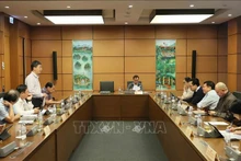 Diputados de la Asamblea Nacional de las provincias de Dien Bien, Vinh Long, Kon Tum y la ciudad de Can Tho discutieron en el grupo. (Foto: VNA)