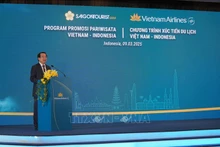 Ha Van Sieu, subdirector de la Autoridad Nacional de Turismo de Vietnam (VNAT), habla en el evento (Foto: VNA)
