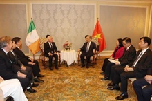 El secretario general del Partido Comunista y presidente de Vietnam, To Lam, recibe a Patrick McKillen, presidente del Grupo Pacific Land, cónsul honorario de Vietnam en Irlanda. (Foto: VNA)