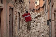 Escena de destrucción tras un terremoto en Marrakech, Marruecos, 9 de septiembre de 2023. (Foto: AFP/VNA)