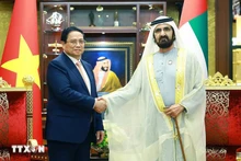 El primer ministro vietnamita, Pham Minh Chinh, sostiene conversaciones con el vicepresidente y premier de los EAU, Sheikh Mohammed bin Rashid Al Maktoum. 