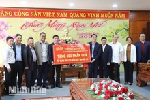 Entrega simbólica de 300 obsequios al pueblo de la provincia de Dak Lak. (Foto: Nhan Dan)