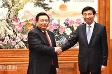 El presidente del Consejo Teórico Central y director de la Academia Nacional de Política Ho Chi Minh, Nguyen Xuan Thang, y el presidente del CCPPCh, Wang Huning (Foto: Nhan Dan)