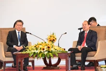 El subsecretario del Comité del Partido Comunista de Vietnam en Ciudad Ho Chi Minh, Nguyen Ho Hai, y el secretario del Comité partidista de China en Guangzhou, Guo Yonghang (Foto: sggp.org.vn)