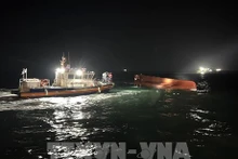 Los rescatistas buscan a las víctimas. (Fotografía: Yonhap/VNA)