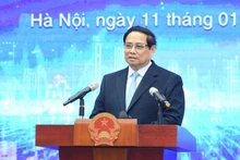 El primer ministro Pham Minh Chinh, interviene en la cita (Foto: Nhan Dan)