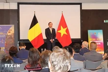 El embajador vietnamita en Bélgica y jefe de la delegación vietnamita ante la Unión Europea (UE), Nguyen Van Thao, habla en el foro (Foto: VNA)