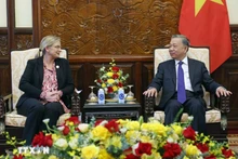 El presidente To Lam recibe a la embajadora de Suecia en Vietnam, Ann Mawe. (Foto: Nhan Dan)