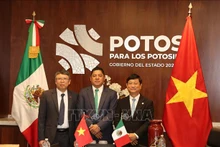 De izquierda a derecha: el embajador vietnamita Nguyen Van Hai, el gobernador del estado de San Luis Potosí, Ricardo Gallardo Cardona, y el presidente del Comité Popular de Binh Duong, Vo Van Minh (Foto: VNA)