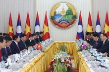 Reunión entre los premieres de Vietnam y Laos (Fotografía: VNA)