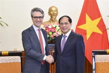 Bui Thanh Son, canciller vietnamita recibe al embajador saliente Giorgio Aliberti, jefe de la delegación de la UE en Vietnam (Foto: VNA)