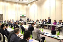 El presidente del Comité Popular local, Pham Anh Tuan, interviene en una reunión de promoción de inversión nipona (Foto:VNA)