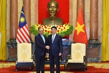 El presidente vietnamita, Luong Cuong, recibió al primer ministro de Malasia, Anwar Ibrahim. (Foto: VNA)