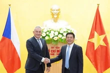 El ministro de Industria y Comercio de Vietnam, Nguyen Hong Dien, sostiene un encuentro de trabajo con su homólogo checo, Jozef Sileka. (Foto: VNA)