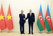 El secretario general del Partido Comunista de Vietnam, To Lam, y el presidente de Azerbaiyán, Ilham Aliyev. (Foto: VNA)