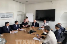 En la sesión de trabajo entre la delegación vietnamita y el Hospital Universitario Goethe en Fráncfort. (Fotografía: VNA)
