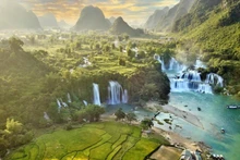 La catarata de Ban Gioc en la comuna de Dam Thuy, distrito de Trung Khanh, provincia vietnamita de Cao Bang. (Fotografía: VNA)
