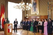 El presidente de Vietnam, Vo Van Thuong, interviene en la cita. (Fotografía: VNA)