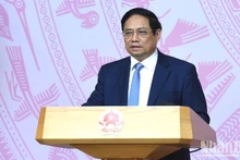 El primer ministro de Vietnam, Pham Minh Chinh, interviene en la cita. (Fotografía: Nhan Dan)