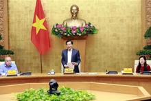 El viceprimer ministro vietnamita Le Minh Khai en la reunión. (Fotografía: VNA)