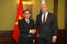 El secretario del Comité Central del Partido Comunista de Vietnam y jefe de su Comisión de Relaciones Exteriores, Le Hoai Trung, y el viceprimer ministro Dmitry Chernyshenco, copresidente del Comité Intergubernamental Vietnam-Rusia para la cooperación económica, comercial y científica y técnica. (Fotografía: VNA)