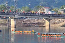 El Festival de carrera de botes en la provincia de Dien Bien. (Fotografía: VNA)