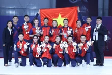 El equipo aeróbico de Vietnam gana medalla de oro en la categoría de grupos. (Fotografía: VNA)