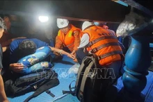 Brindan asistencia médica al pescador. (Fotografía: VNA)