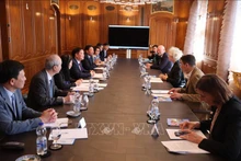 La delegación de la provincia de Thai Binh trabaja con la alcaldesa de Zúrich, Corine Mauch. (Fotografía: VNA)
