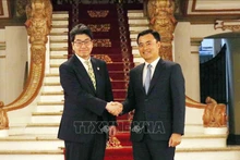 El vicepresidente del Comité Popular de Ciudad Ho Chi Minh Bui Xuan Cuong recibe al gobernador de Banco Japonés para la Cooperación Internacional (JBIC), Hayashi Nobumitsu. (Fotografía: VNA)