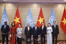 El presidente vietnamita, Nguyen Xuan Phuc, y el secretario general de las Naciones Unidas, António Guterres, asistieron a la ceremonia. (Fotografía: VNA)