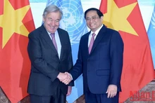 El premier vietnamita Pham Minh Chinh y el secretario general de la ONU, António Guterres, antes del encuentro.