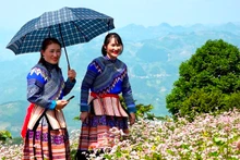 La minoría étnica H’Mong dispuesta para recibir los turistas el 2 de septiembre.