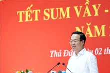 El presidente de Vietnam, Vo Van Thuong, asiste al programa “Tet de Reunión – Primavera de Solidaridad” 2024. (Fotografía: VNA)