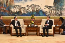 El viceprimer ministro vietnamita Tran Luu Quang se reúne con el canciller de China, Wang Yi. (Fotografía: VNA)