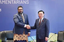 El presidente de la Asamblea Nacional de Vietnam, Vuong Dinh Hue, y su homólogo de Tonga, Lord Fakafanua. (Fotografía: VNA)