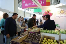 Kiosco de productos vietnamitas en en la Feria Fruit Logistica. (Fotografía: VNA)