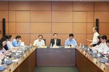 Diputados de la delegación parlamentaria de la ciudad de Da Nang y las provincias de Tuyen Quang, Tay Ninh y Son La en debate en grupo. (Fotografía: VNA)