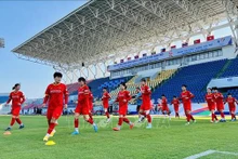 En entrenamiento la selección de fútbol femenino de Vietnam. (Fotografía: VNA)
