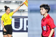 Le Thi Ly, árbitra de la FIFA en Vietnam (derecha), y la asistente Ha Thi Phuong (Fuente:VFF)