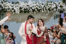 Una pareja india celebra su boda en Da Nang.