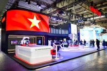 El stand de Viettel en el Congreso Mundial de Telefonía Móvil, en España. 