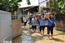 La delegación de la VNA visitaron y apoyaron directamente a los hogares afectados por la tormenta Yagi en el distrito de Ha Hoa, provincia de Phu Tho. (Fuente: VNA)