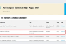 La Universidad de Thanh Do figura en la lista de la comunidad HESI. Foto: https://partnershipaccelerator.org/hesi/